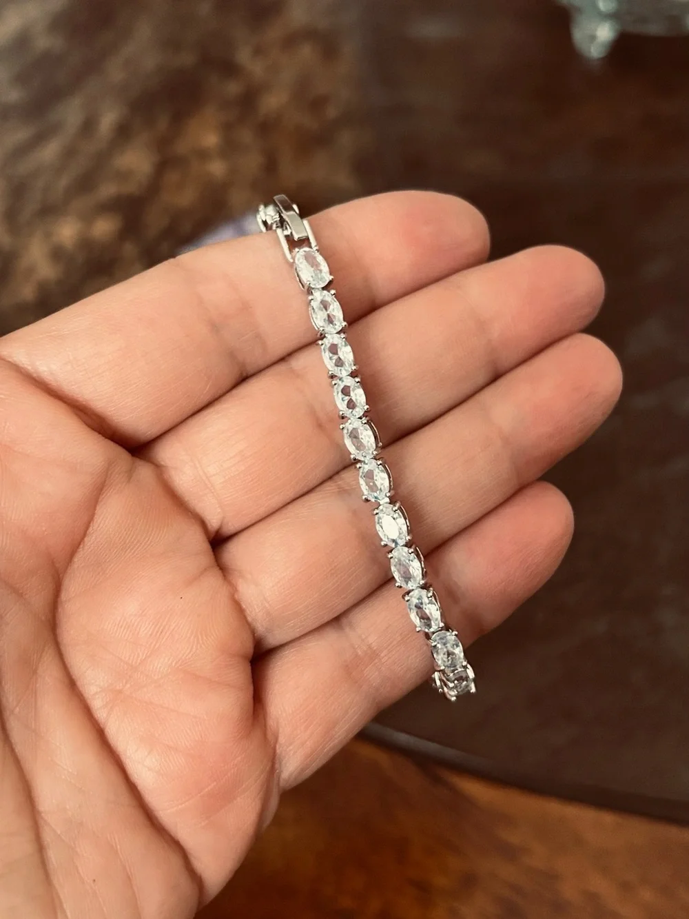 Classic Crystal Silver Tone Tennis Bracelet sz 6.5